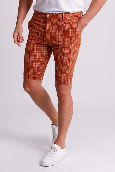 Mcr Plaid Super Slim Fit Men's Shorts Orange - 18098.21Y