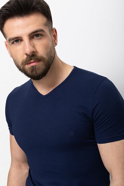 Mcr Plain Super Slim Fit V-Neck Basic Men's T-Shirt Navy Blue - 36361.17Y