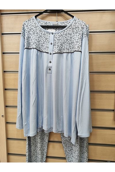 Nena SET PIJAMA FEMEI CU MÂNECĂ LUNGĂ 100% BUMBAC MĂRI EXTRA MARE