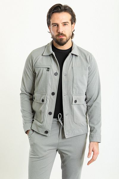 Mcr Striped Slim Fit Men's Coat Trousers Suit Gray - 17148.23Y