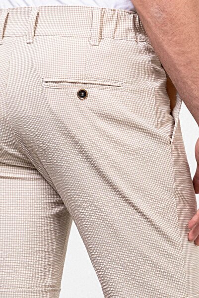 Mcr Desenli Super Slim Fit Erkek Şort Bej - 18103.23Y