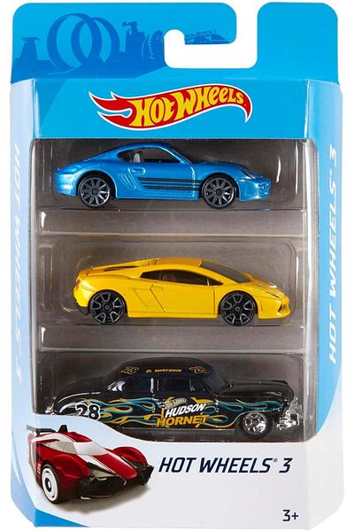 HOT WHEELS سيارات سباق هوت ويلز بمقياس 1:64، شاحنات صغيرة، مركبات إنقاذ، سيارات هوت رود وغيرها، عبوة من 3 قطع (طراز
