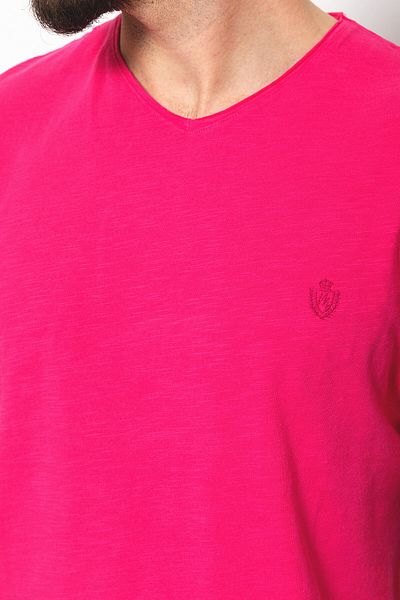 Mcr Patterned Slim Fit V-Neck Basic Men's T-Shirt Fuchsia - 36360.17Y