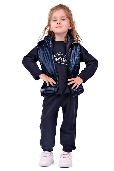 TRENDİMİZBİR Baby Girl Istanbul Hooded Vest Set - Navy Blue