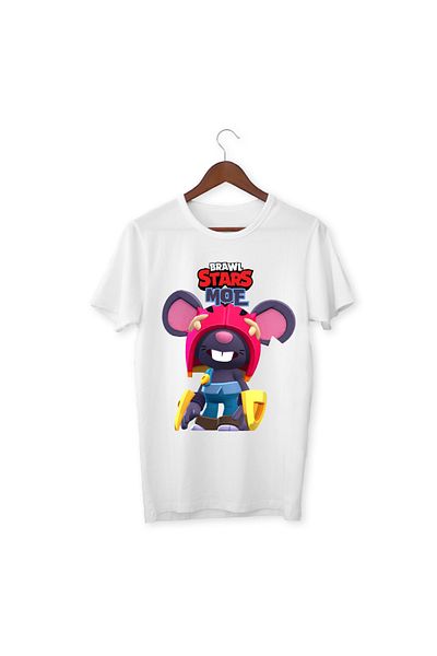 ALPŞAN TİCARET Tricou alb pentru adulți Brawl Stars Moe pentru copii Tricou Moe unisex