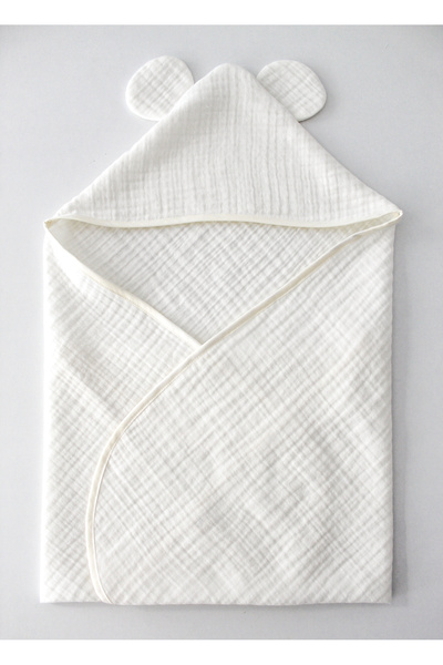 O&G Collection منشفة أطفال من الموسلين 4 طبقات - 100% قطن، عضوي، رداء حمام بحري