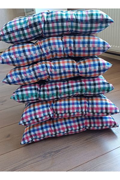 Marin Tasarım Evi Multicolored Picnic and Chair Cushion 6 Pieces 40X40 Cushions