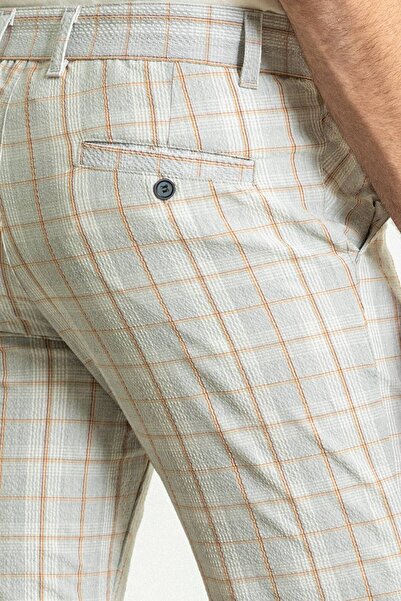 Mcr Ekoseli Super Slim Fit Erkek Şort Gri - 18101.23Y
