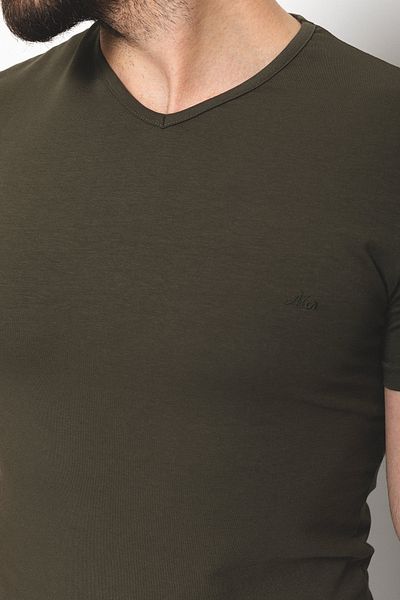Mcr Plain Super Slim Fit V-Neck Basic Men's T-Shirt Khaki - 36361.17Y