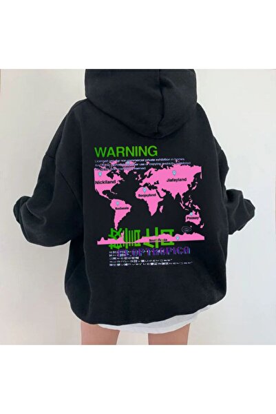 MAYDAY CULTURE Μαύρο ροζ φούτερ ελαφρύ, χαλαρό, με κουκούλα με τρεις κλωστές ...