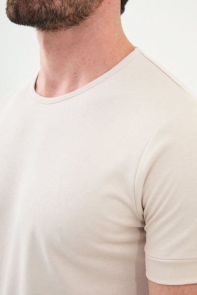 Mcr Duz Slim Fit Crew Neck Basic Men's T-Shirt Stone - 36690.22Y