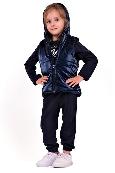 TRENDİMİZBİR Baby Girl Istanbul Hooded Vest Set - Navy Blue