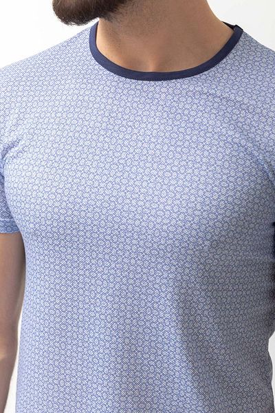 Mcr Patterned Slim Fit Crew Neck Men's T-Shirt Blue - 36701.22Y