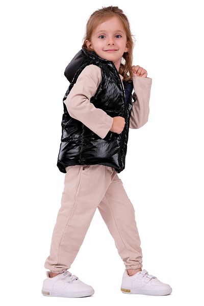 TRENDİMİZBİR Dried Rose Baby Girl Istanbul Hooded Vest Set