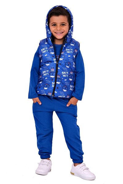 TRENDİMİZBİR Lion King 3-Piece Hooded Vest Set for Baby Boy - Blue