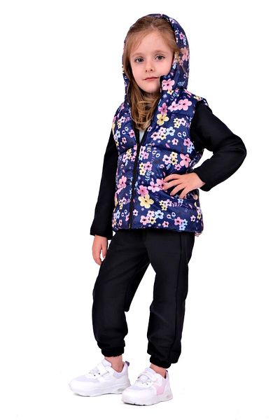 TRENDİMİZBİR Baby Girl Floral Patterned 3-Piece Set - Black
