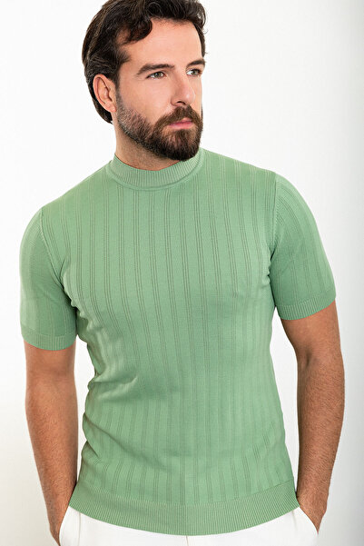 Mcr Ριγέ Slim Fit Half Turtleneck Ανδρικό πλεκτό μπλουζάκι Çağla - 11484.24Y