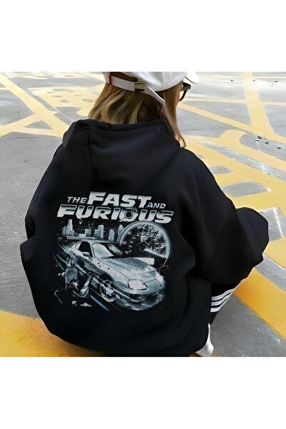 MAYDAY CULTURE سويت شيرت أسود خفيف الوزن بغطاء للرأس من Fast and Furious - ثل...