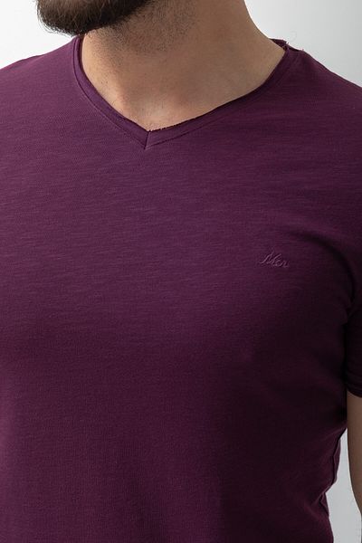 Mcr Patterned Slim Fit V-Neck Basic Men's T-Shirt Purple - 36360.17Y