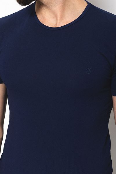 Mcr Plain Super Slim Fit Crew Neck Basic Men's T-Shirt Navy Blue - 36362.17Y