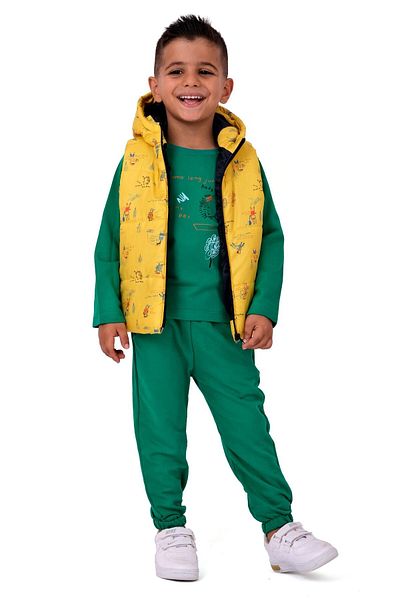 TRENDİMİZBİR Baby Boy Pony Ping Vest Double Suit - Yellow/Green