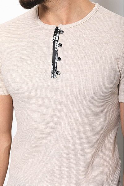 Mcr Knitted Slim Fit Zippered Crew Neck Men's T-Shirt Beige - 36631.21Y