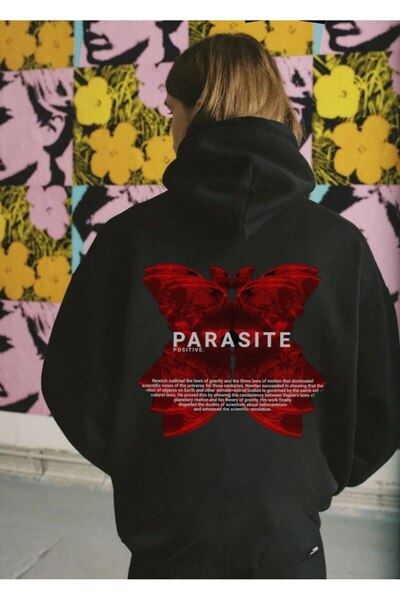 MAYDAY CULTURE سويت شيرت أسود خفيف الوزن فضفاض بثلاثة خيوط / منتج عارضة أزياء...