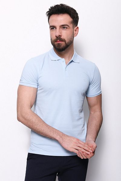 Mcr Plain Slim Fit Polo Neck Basic Men's T-Shirt Blue - 36645.21Y