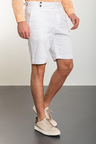 Mcr White Super Slim Fit Belted Men's Shorts