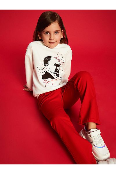 LC Waikiki Lcw Kids Red Basic Girl's Pants with Elastic Waist