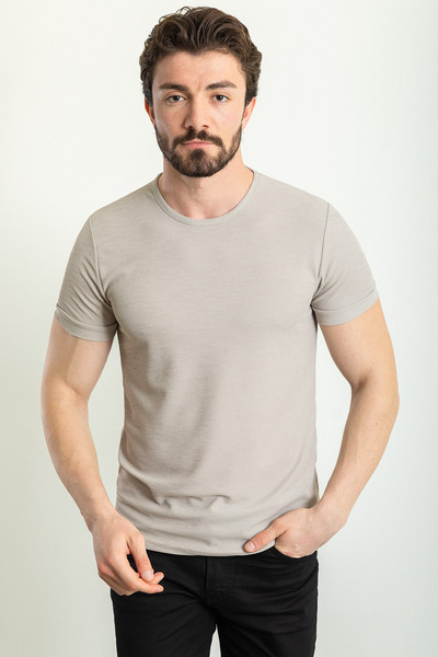 Mcr Ανδρικό T-Shirt με ίσια γραμμή και λαιμόκοψη ποδηλάτου, γκρι - 36792.23Y