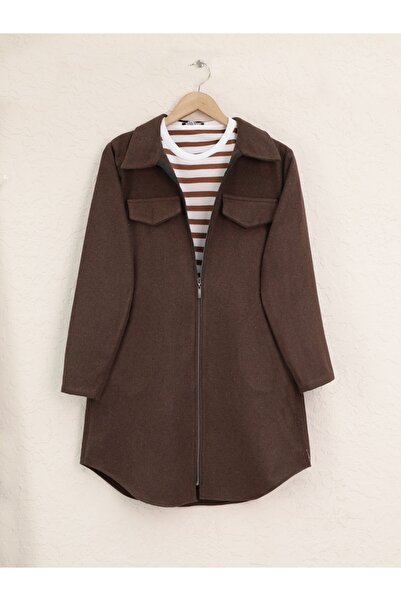 Modamorfo Καπάκι με φερμουάρ και πλαϊνές τσέπες - καφέ