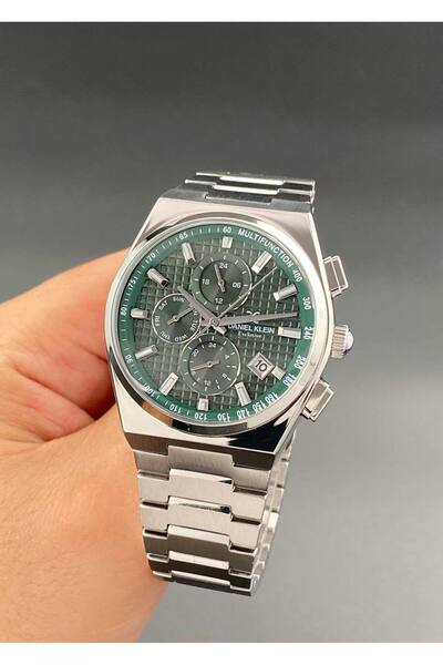 Daniel Klein Erkek Kol Saati Çelik kordon 3 ATM Su Geçirmez Gümüş Yeşil Renk ...