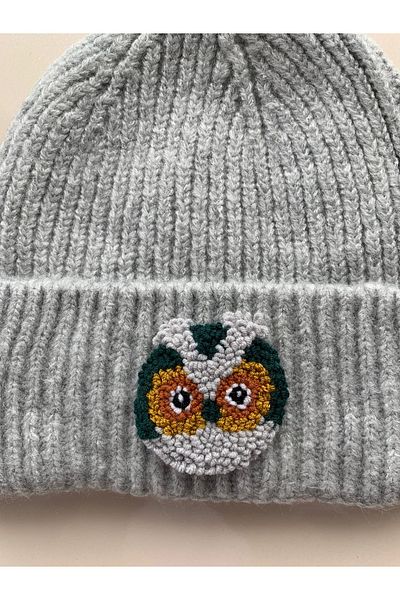 byebruketenci Grey Owl Beret Punch Hat Christmas Gift