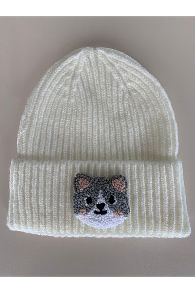 byebruketenci Christmas Cat Beanie Punčka Cream White Hat - Gift