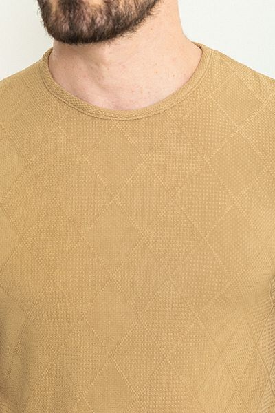 Mcr Checkered Patterned Slim Fit Crew Neck Men's T-Shirt Beige - 36789.23Y