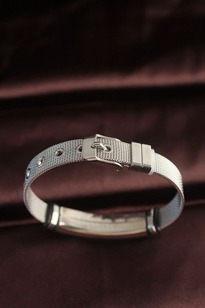 Skygo 316L Steel Black Patterned Adjustable Mesh Cord Bracelet - Tj-Eb3636