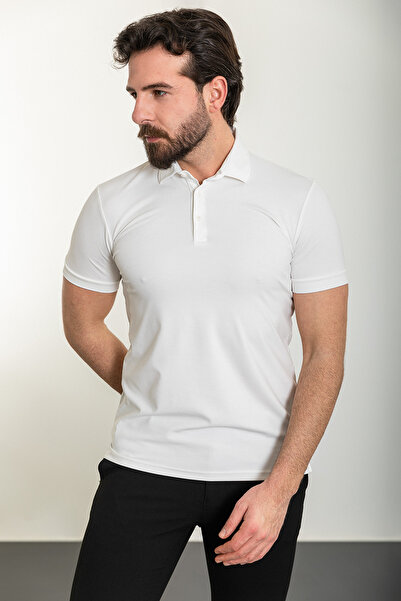 Mcr Ανδρικό μπλουζάκι με λεπτή εφαρμογή με γιακά πόλο εκρού - 36827.24Y