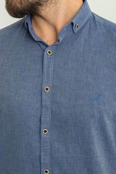 Mcr Plain Slim Fit Basic Linen Men's Shirt Indigo - 37356.21Y