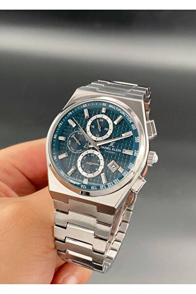 Daniel Klein Erkek Kol Saati Çelik kordon 3 ATM Su Geçirmez Gümüş Turkuaz Ren...