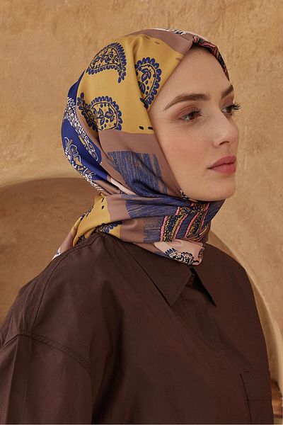 Modakaşmir Paisley Patchwork Patterned Silky Shawl