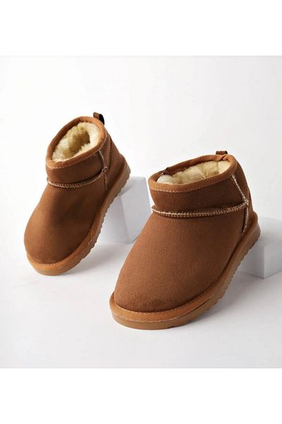 HS HAKAN SPOR Children's Tan Ultra Furry Fur Lined Wool Boots (Please 1 No Big)