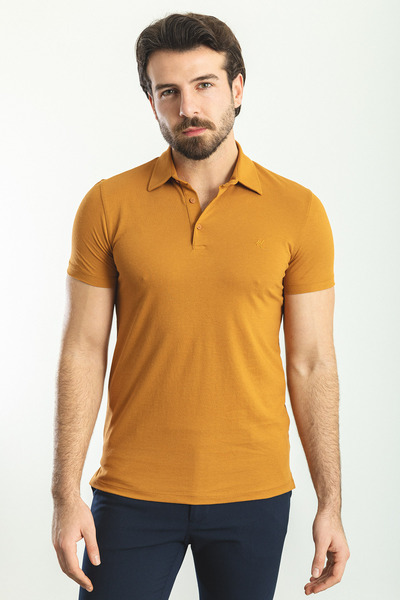 Mcr Plain Slim Fit Polo Neck Basic Men's T-Shirt Camel - 36780.23Y