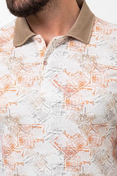 Mcr Patterned Slim Fit Polo Neck Men's T-Shirt Beige - 36797.23Y