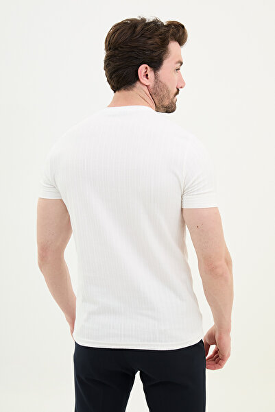 Mcr Ανδρικό μπλουζάκι με μοτίβο Slim Fit Crew Neck Cotton Ecru - 36835.24Y