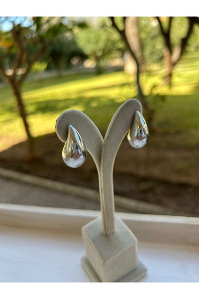 Moonjy Silver Mini Bottega - Steel Drop Earrings (Pair)