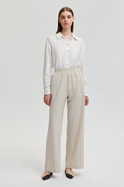 Touché Privé Striped Linen Trousers - Wide Leg