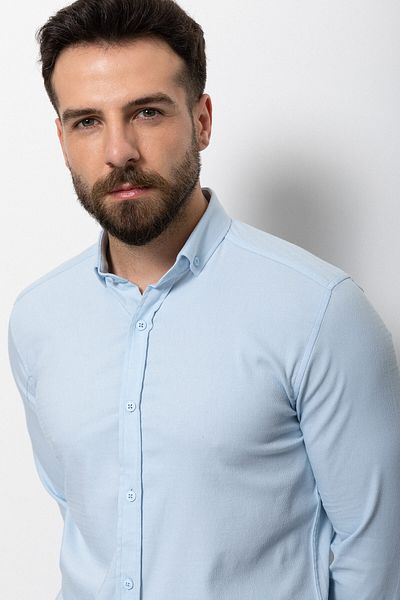 Mcr Patterned Slim Fit Men's Shirt Blue - 37594.22Y