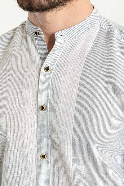 Mcr Patterned Slim Fit Judge Collar Long Sleeve Men's Shirt White-Gray - 37733.23Y