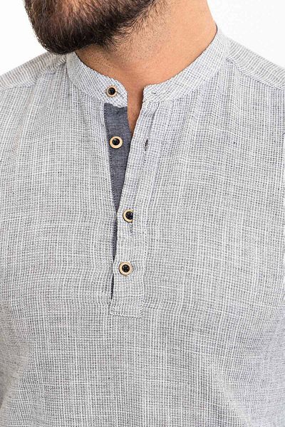 Mcr Patterned Slim Fit Judge Collar Long Sleeve Men's Shirt Black-Ecru - 37737.23Y